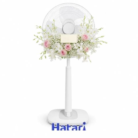 พวงหรีดพัดลม Hatari 18 นิ้ว กล้วยไม้ขาว