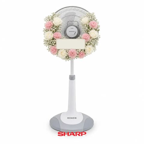 พวงหรีดพัดลม Sharp 16 นิ้ว โทนขาวชมพู