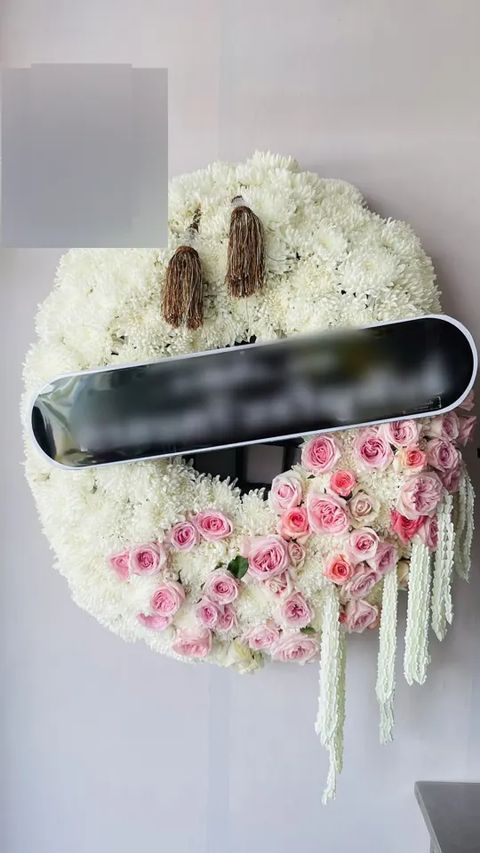 พวงหรีดกุหลาบ โทนชมพูขาว