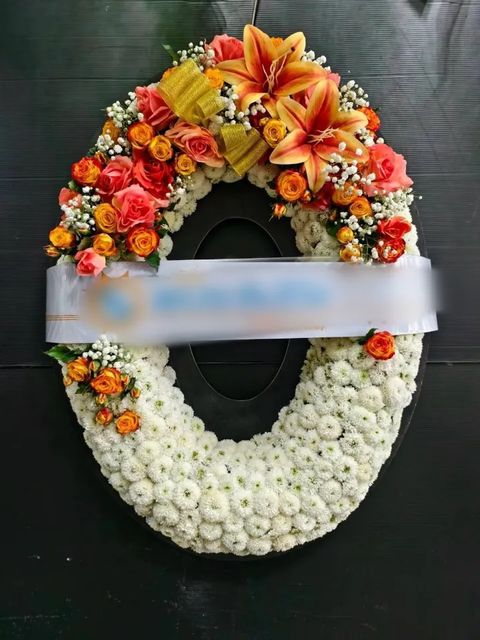 พวงหรีดลิลลี่ โทนส้มขาว