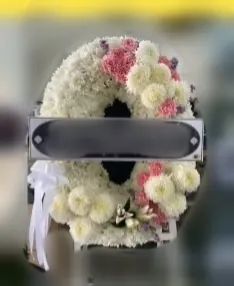 พวงหรีดดอกไม้สด โทนขาวชมพู
