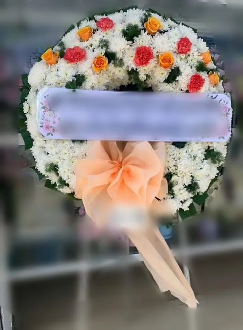 พวงหรีดกุหลาบ โทนส้มขาว