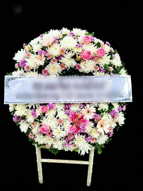 พวงหรีดลิลลี่ โทนชมพูขาวม่วง