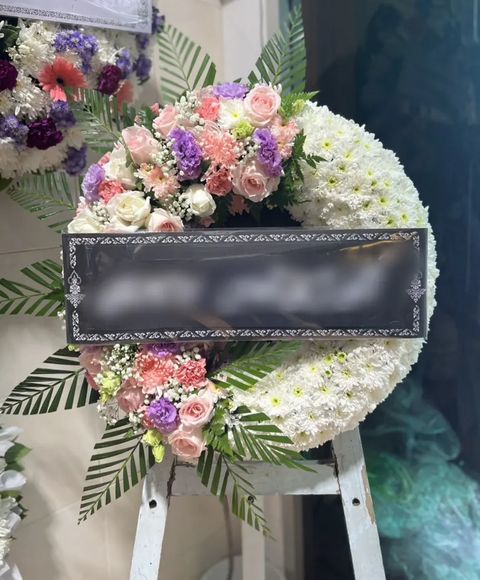 พวงหรีดกุหลาบ โทนขาวชมพู