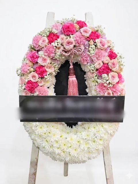 พวงหรีดกุหลาบ โทนชมพูขาว