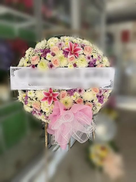 พวงหรีดลิลลี่ โทนชมพูขาว