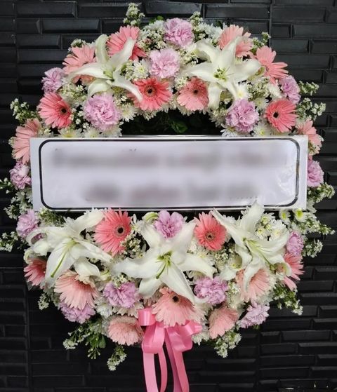 พวงหรีดลิลลี่ โทนพีชชมพูขาว