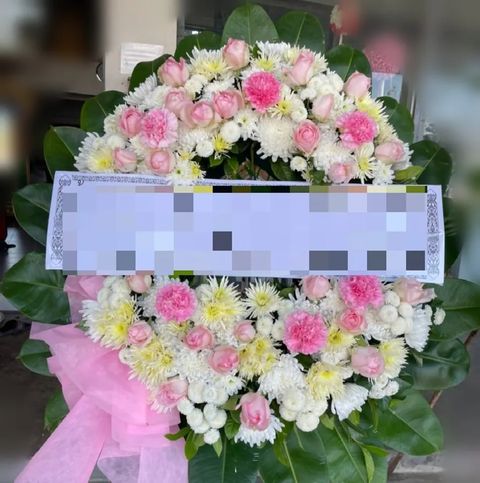 พวงหรีดกุหลาบ โทนชมพูขาว