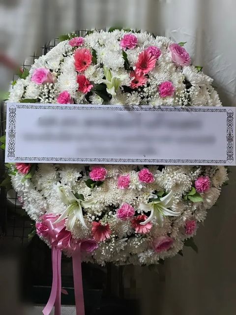 พวงหรีดลิลลี่ โทนชมพูขาว