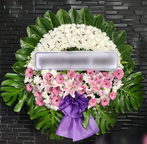 พวงหรีดลิลลี่ โทนชมพูขาวม่วง
