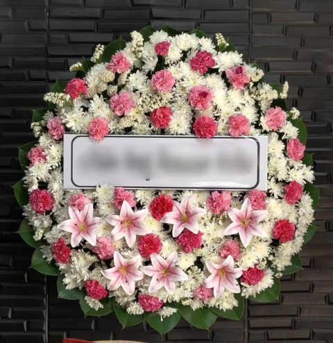 พวงหรีดลิลลี่ โทนชมพูขาว