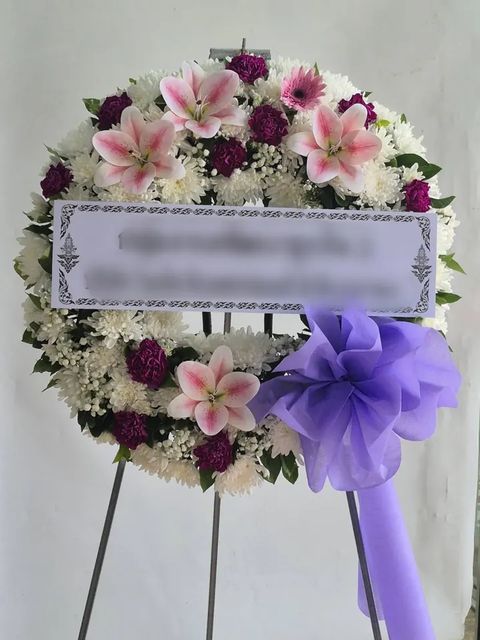 พวงหรีดลิลลี่ โทนม่วงชมพูขาว