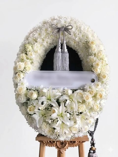 พวงหรีดลิลลี่ โทนครีมเขียวขาว
