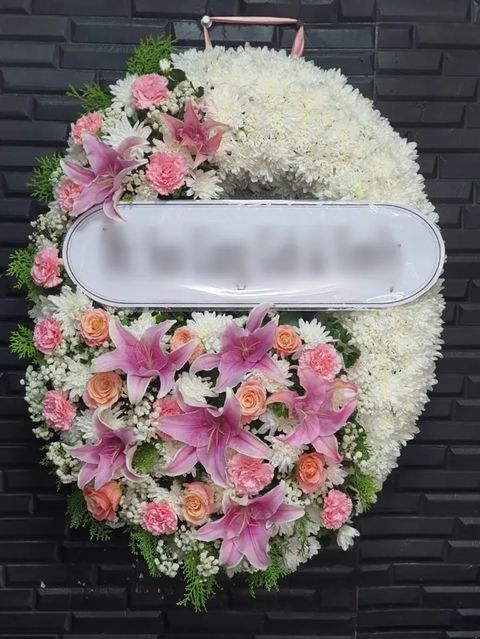 พวงหรีดลิลลี่ โทนชมพูขาวม่วง