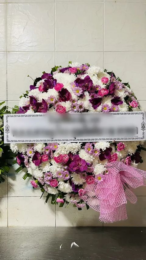 พวงหรีดกล้วยไม้ โทนชมพูขาว