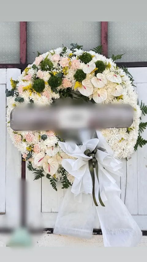 พวงหรีดหน้าวัว โทนเขียวพีช