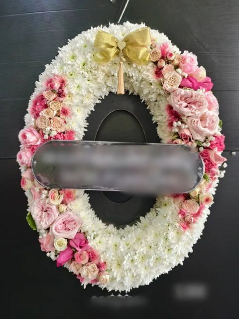 พวงหรีดกุหลาบ โทนขาวชมพู