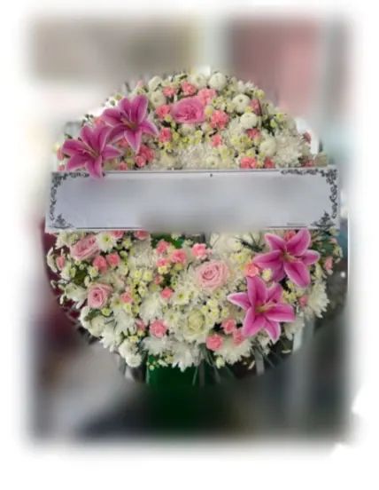 พวงหรีดลิลลี่ โทนชมพูขาว