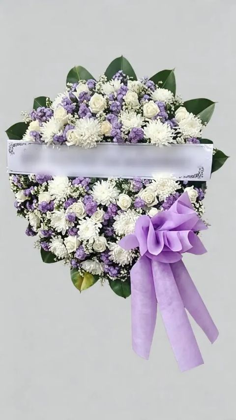 พวงหรีดกุหลาบ โทนม่วงขาว