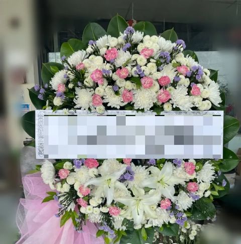 พวงหรีดลิลลี่ โทนม่วงชมพูขาว