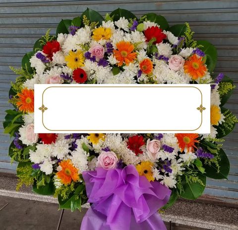พวงหรีดกุหลาบ โทนเหลืองขาวชมพู