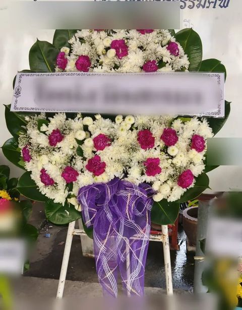 พวงหรีดคาร์เนชั่น โทนชมพูขาว