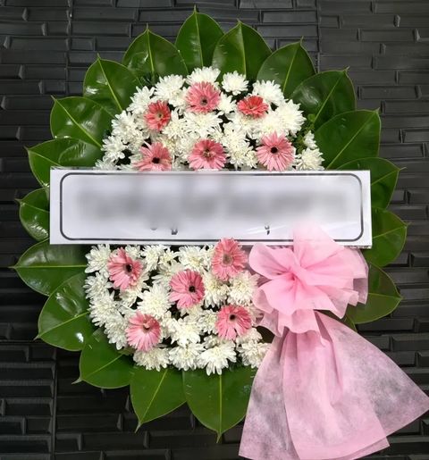 พวงหรีดเยอบีร่า โทนชมพูขาว