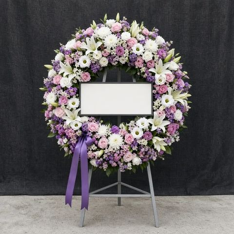 พวงหรีดทอฝัน โทนขาวชมพูม่วง
