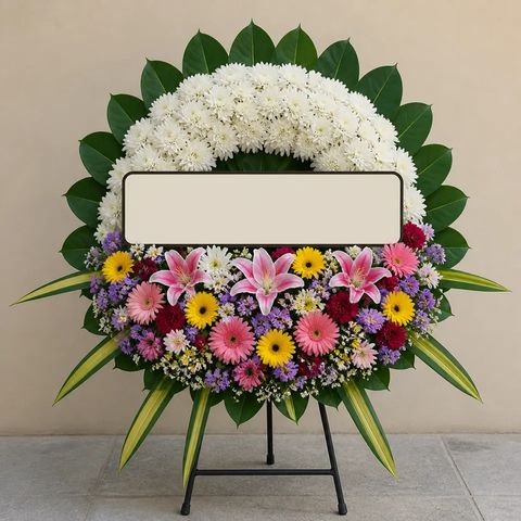 พวงหรีดชุด1042 โทนขาวล้วน