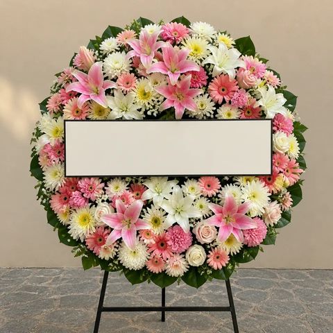 พวงหรีดชุด1119 โทนชมพู