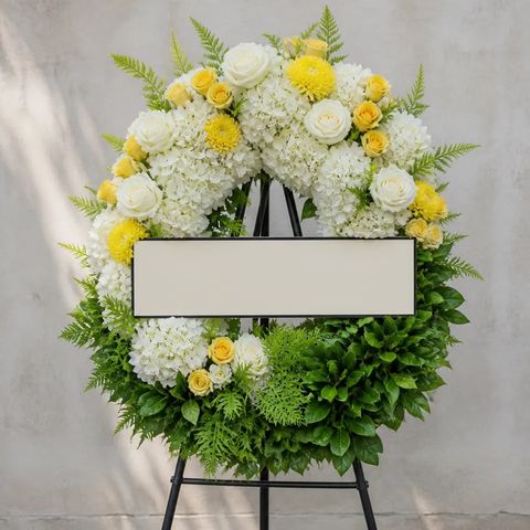 พวงหรีดชุด1211 โทนขาวเหลือง