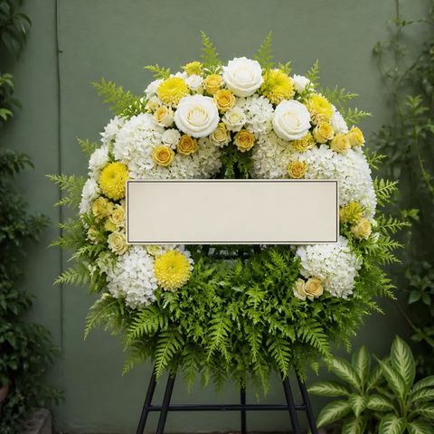 พวงหรีดชุด1222 โทนขาวเหลือง