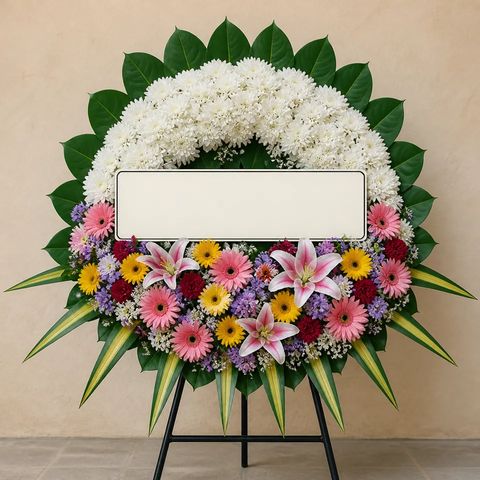 พวงหรีดชุด1231 โทนขาวล้วน