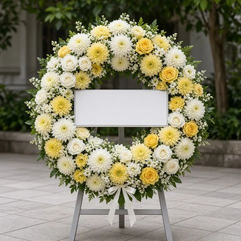 พวงหรีดชุด192 โทนขาวเหลือง