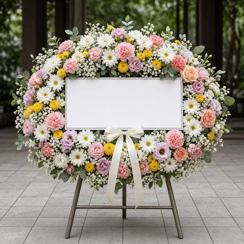พวงหรีดชุด264 โทนขาวชมพูเหลือง