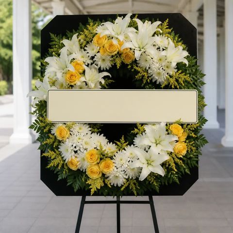 พวงหรีดชุด719 โทนขาวเหลือง