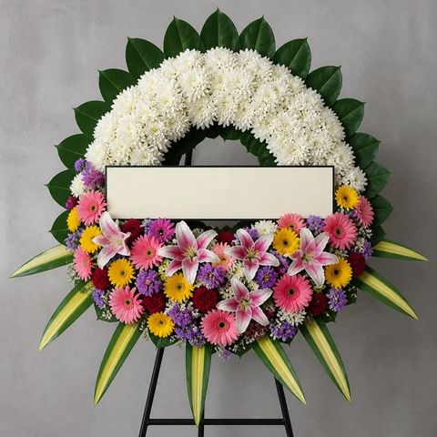 พวงหรีดชุด974 โทนขาวล้วน